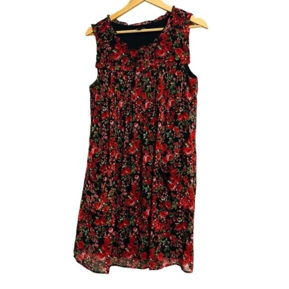 Chris McLaughlin Ruffle Pleated Floral Sleeveless Boho Dress 12 - Picture 2 of 12